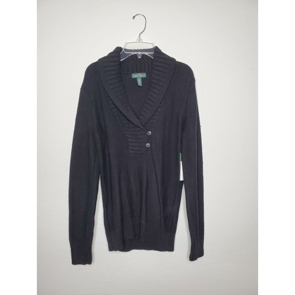 NWT RALPH LAUREN women's V neck black sweater size M